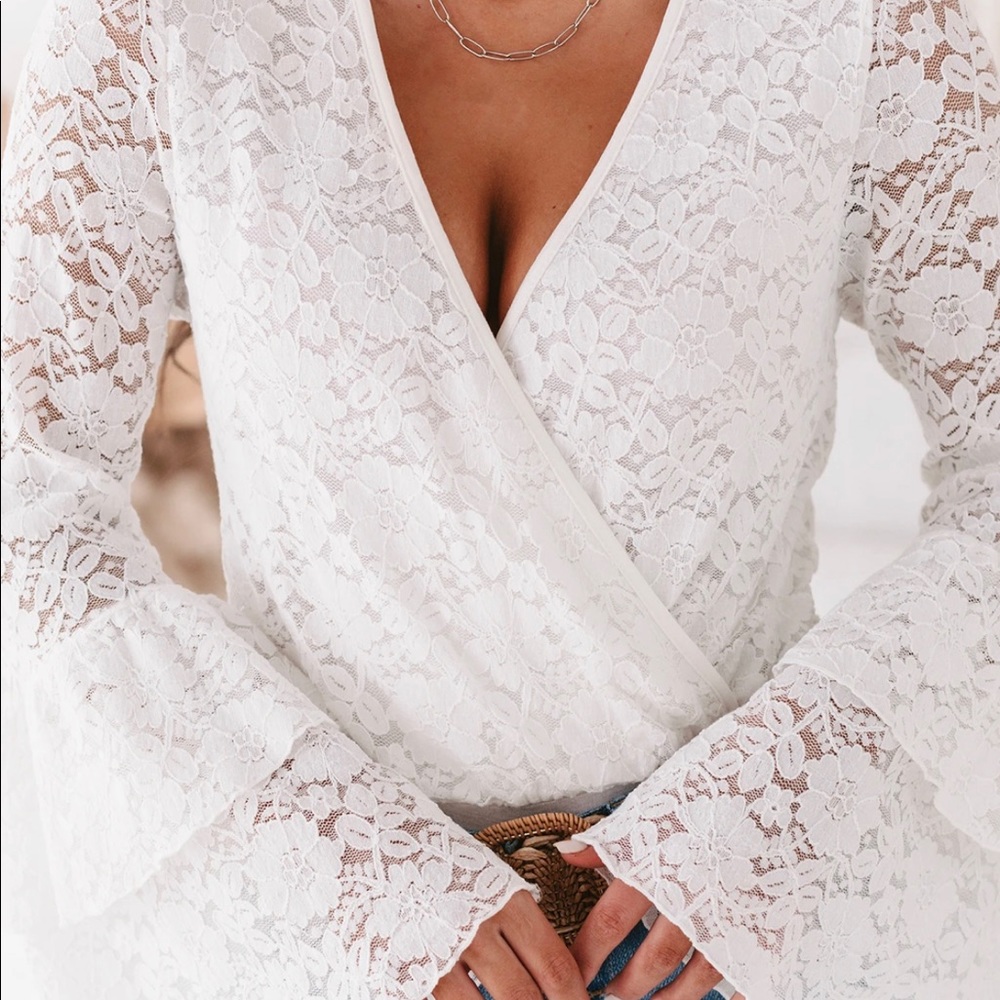 White lace body suit